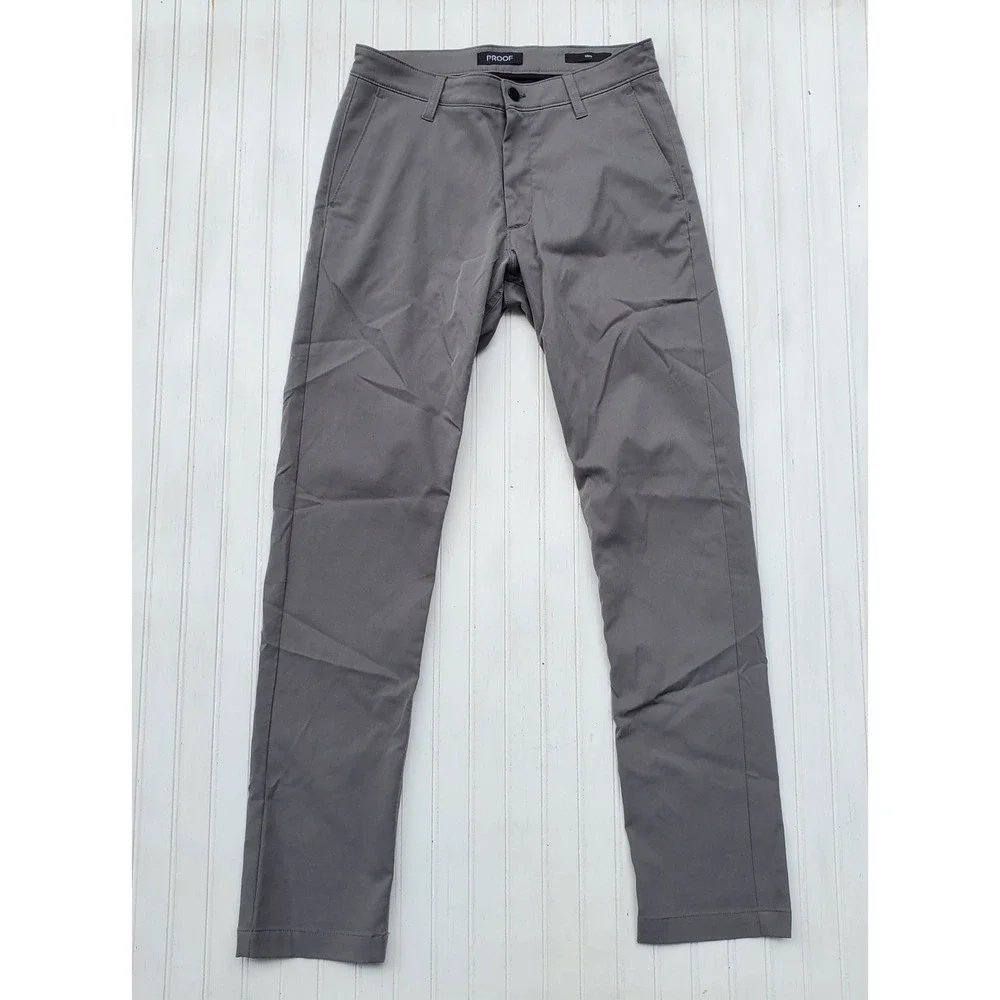 Proof Nomad Pants Mens 30x32 Slim Fit Charcoal Grey Technical Chino Trousers - Picture 1 of 7